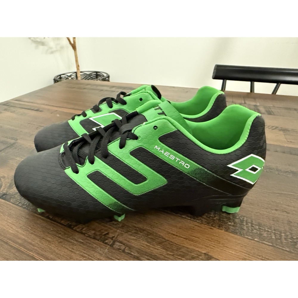 Lotto Maestro 700 V FG JR Kids Soccer Cleats Sz 5 5Y Black Green Youth NEW